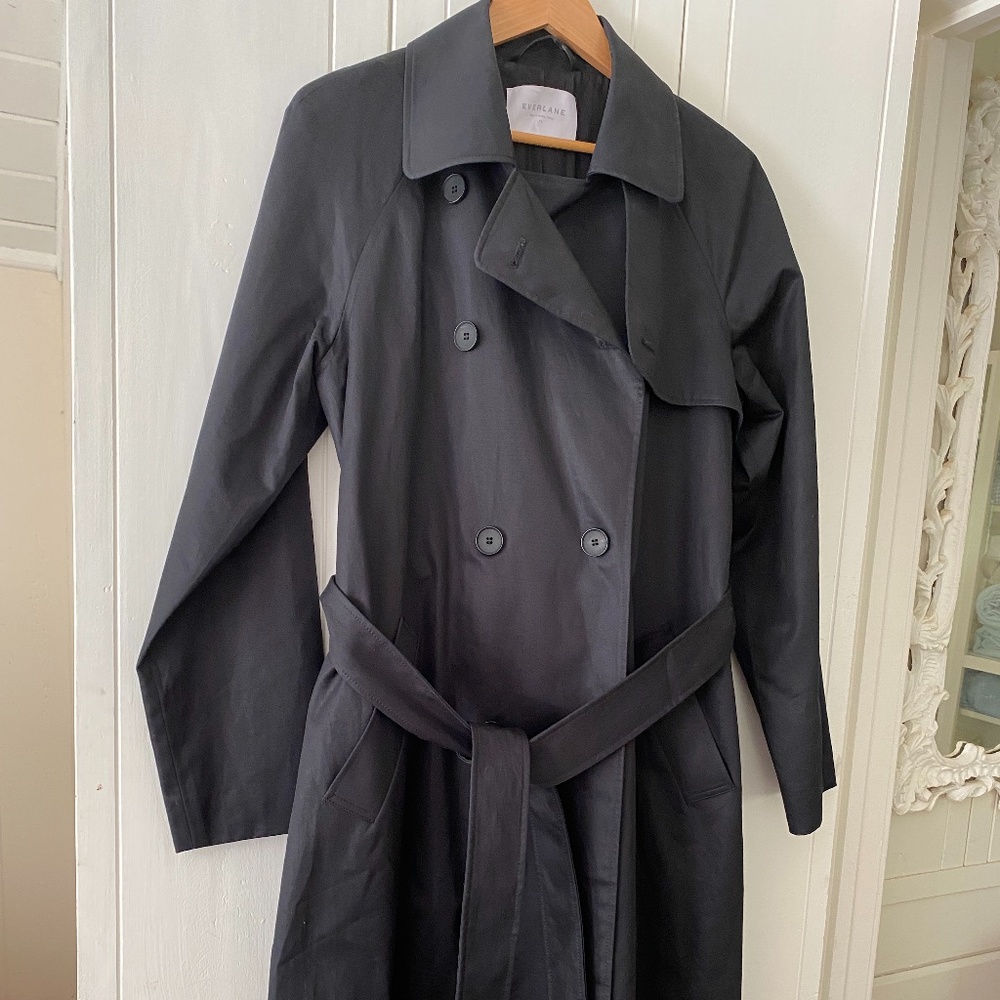 Everlane Black Modern Trench Coat Size XL